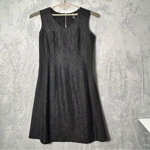 J Peterman Dress Womens 16 Black Textured Sleeveless Minimalist Business Stretch